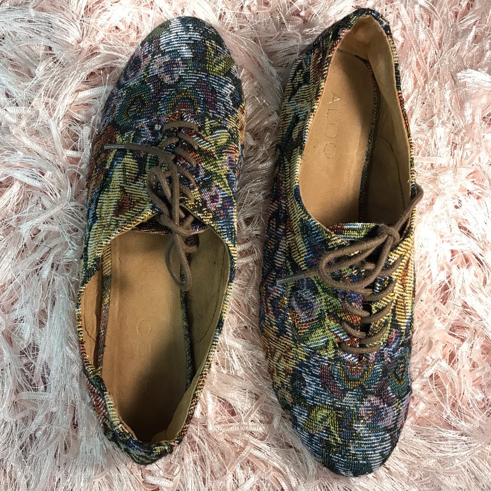 Aldo glitter tapestry flats shoes